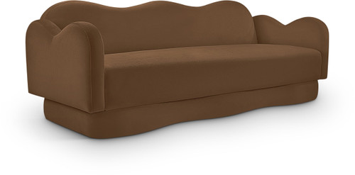 Sofa with Ultra Luxe Saddle Velvet, Curvy Back & Base, Solid Wood Frame, 82" W x 34" D x 30" H, Saddle