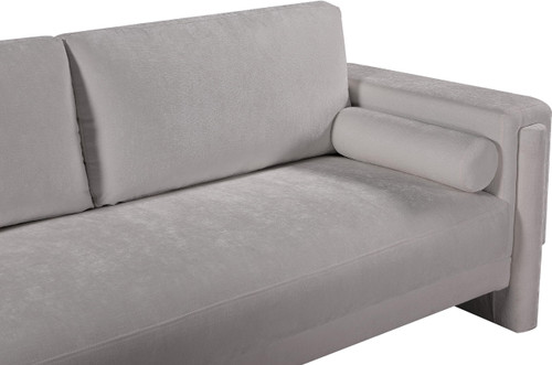 Loveseat with Rich Light Grey Chenille Fabric, Bolster Pillows Included, 65" W x 34" D x 34" H, Grey