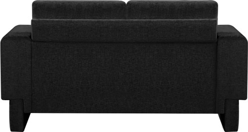 Loveseat with Rich Black Chenille Fabric, Bolster Pillows Included, 65" W x 34" D x 34" H, Black