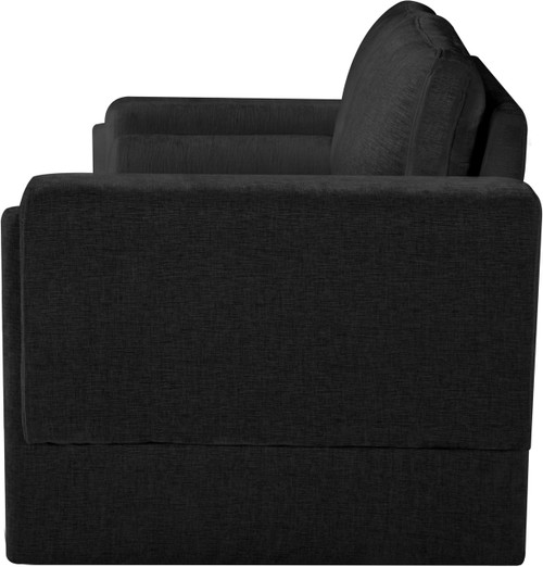 Loveseat with Rich Black Chenille Fabric, Bolster Pillows Included, 65" W x 34" D x 34" H, Black