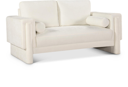 Loveseat with Rich Cream Chenille Fabric, Bolster Pillows Included, 65" W x 34" D x 34" H, Cream