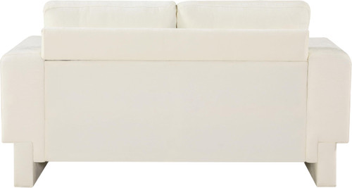 Loveseat with Rich Cream Chenille Fabric, Bolster Pillows Included, 65" W x 34" D x 34" H, Cream