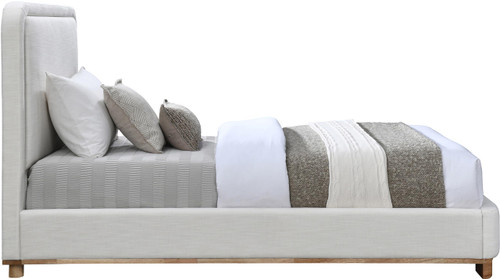B1201Cream-T Nolita Collection Modern | Contemporary Twin Bed with Soft Cream Durable Linen Textured Fabric, Solid Wood Natural Finish, 43" W x 83" D x 47.5" H, Cream, Twin