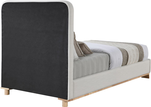 B1201Cream-T Nolita Collection Modern | Contemporary Twin Bed with Soft Cream Durable Linen Textured Fabric, Solid Wood Natural Finish, 43" W x 83" D x 47.5" H, Cream, Twin