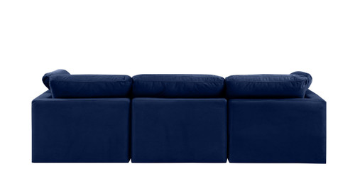 Modular Sofa with Soft Navy Durable Velvet, Down Feather Cushions, Modular, 105" W x 35" D x 32" H, Navy