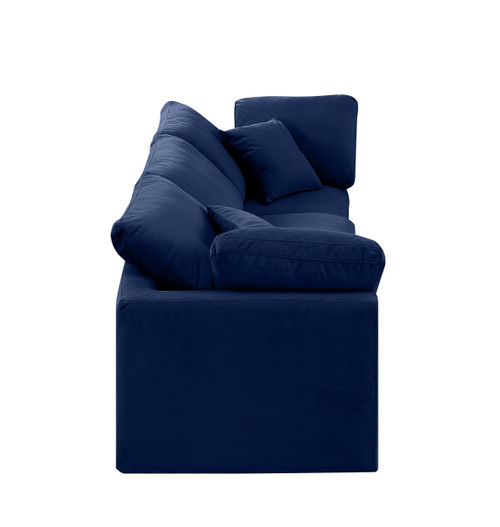 Modular Sofa with Soft Navy Durable Velvet, Down Feather Cushions, Modular, 105" W x 35" D x 32" H, Navy