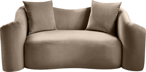 Loveseat with Ultra Luxe Taupe 460 GSM Velvet, Rich Curves, 70" W x 34.5" D x 31" H, Taupe
