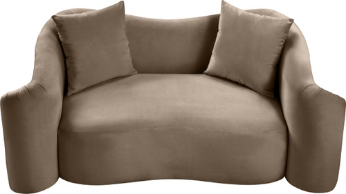 Loveseat with Ultra Luxe Taupe 460 GSM Velvet, Rich Curves, 70" W x 34.5" D x 31" H, Taupe