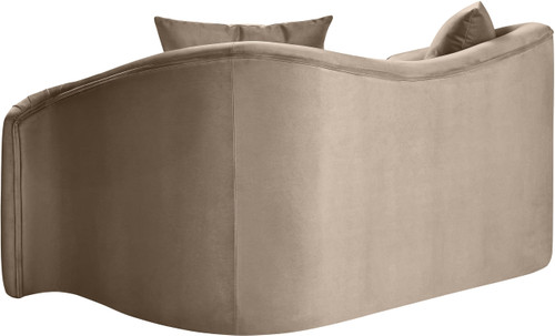 Loveseat with Ultra Luxe Taupe 460 GSM Velvet, Rich Curves, 70" W x 34.5" D x 31" H, Taupe