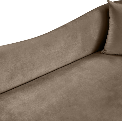 Loveseat with Ultra Luxe Taupe 460 GSM Velvet, Rich Curves, 70" W x 34.5" D x 31" H, Taupe