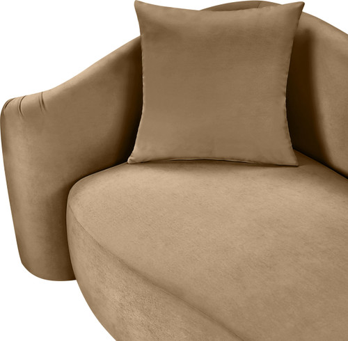 Loveseat with Ultra Luxe Beige 460 GSM Velvet, Rich Curves, 70" W x 34.5" D x 31" H, Beige