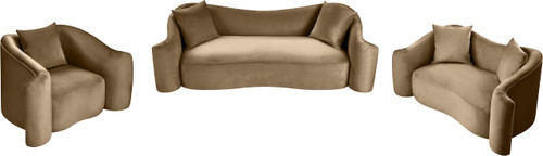 Loveseat with Ultra Luxe Beige 460 GSM Velvet, Rich Curves, 70" W x 34.5" D x 31" H, Beige