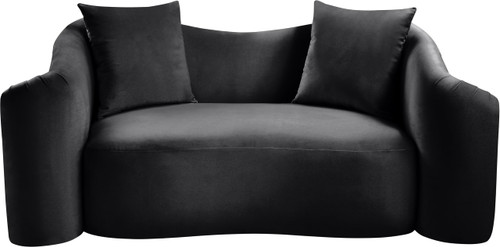 Loveseat with Ultra Luxe Black 460 GSM Velvet, Rich Curves, 70" W x 34.5" D x 31" H, Black