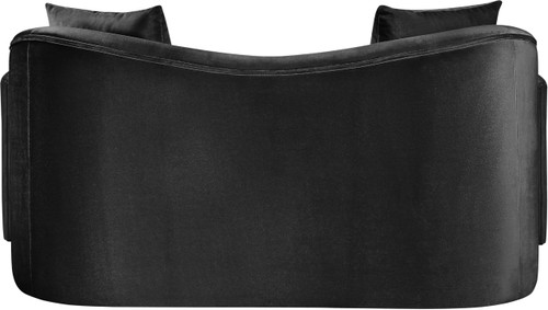 Loveseat with Ultra Luxe Black 460 GSM Velvet, Rich Curves, 70" W x 34.5" D x 31" H, Black
