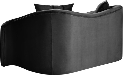 Loveseat with Ultra Luxe Black 460 GSM Velvet, Rich Curves, 70" W x 34.5" D x 31" H, Black