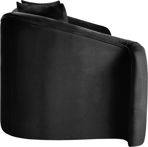 Loveseat with Ultra Luxe Black 460 GSM Velvet, Rich Curves, 70" W x 34.5" D x 31" H, Black