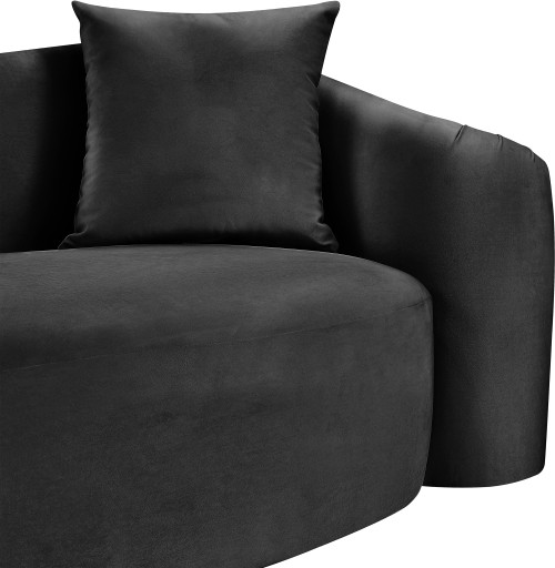 Loveseat with Ultra Luxe Black 460 GSM Velvet, Rich Curves, 70" W x 34.5" D x 31" H, Black