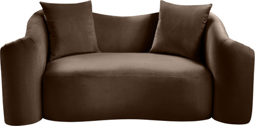 Loveseat with Ultra Luxe Brown 460 GSM Velvet, Rich Curves, 70" W x 34.5" D x 31" H, Brown