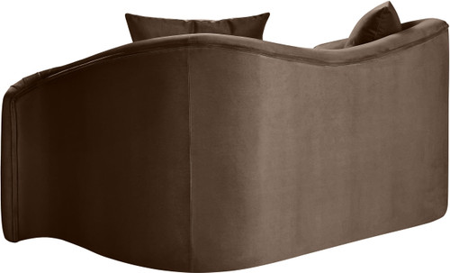 Loveseat with Ultra Luxe Brown 460 GSM Velvet, Rich Curves, 70" W x 34.5" D x 31" H, Brown
