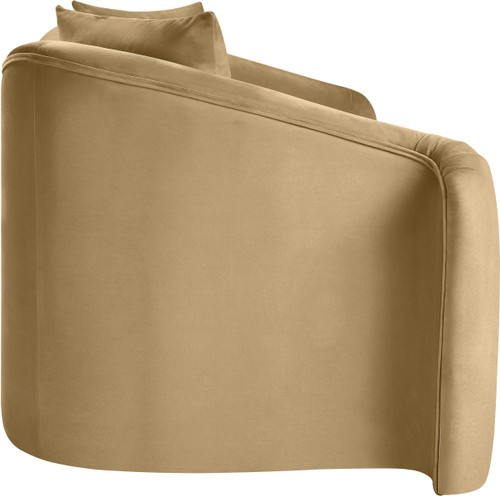 Loveseat with Ultra Luxe Camel 460 GSM Velvet, Rich Curves, 70" W x 34.5" D x 31" H, Camel