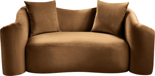 Loveseat with Ultra Luxe Saddle 460 GSM Velvet, Rich Curves, 70" W x 34.5" D x 31" H, Saddle