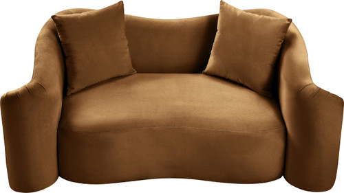 Loveseat with Ultra Luxe Saddle 460 GSM Velvet, Rich Curves, 70" W x 34.5" D x 31" H, Saddle