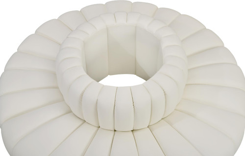 Modular Sofa with Soft Cream Vegan Leather, Deep Channel Tufting, Modular Design, 90" W x 90" D x 30" H, Cream