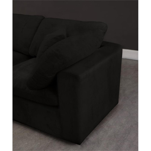 Fiber Filled Comfort Overstuffed Velvet Upholstered Modular Sofa Seating for 2 Black