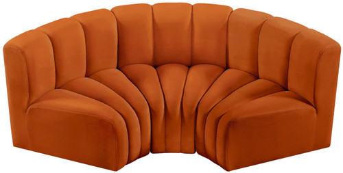 Modular Sofa with Soft Cognac Velvet, Deep Channel Tufting, Modular Design, 80" W x 37" D x 30" H, Cognac
