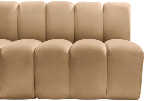 Modular Sofa with Soft Camel Velvet, Deep Channel Tufting, Modular Design, 122" W x 52" D x 30" H, Camel
