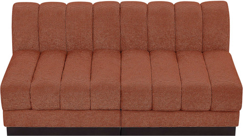 Modular Sofa with Soft Cognac Chenille Cross Hatched Fabric, Solid Wood Espresso Base, 64" W x 34.5" D x 29" H, Cognac