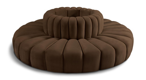 Modular Sofa with Soft Brown Velvet, Deep Channel Tufting, Modular Design, 90" W x 90" D x 30" H, Brown