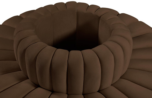 Modular Sofa with Soft Brown Velvet, Deep Channel Tufting, Modular Design, 90" W x 90" D x 30" H, Brown