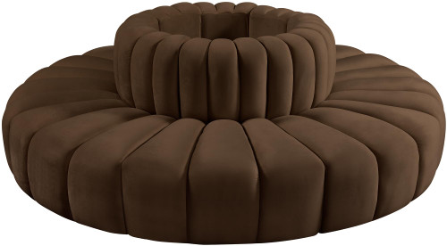 Modular Sofa with Soft Brown Velvet, Deep Channel Tufting, Modular Design, 90" W x 90" D x 30" H, Brown