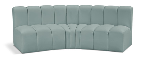 Modular Sofa with Soft Mint Green Vegan Leather, Deep Channel Tufting, Modular, 86" W x 41" D x 30" H, Mint