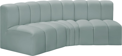 Modular Sofa with Soft Mint Green Vegan Leather, Deep Channel Tufting, Modular, 86" W x 41" D x 30" H, Mint