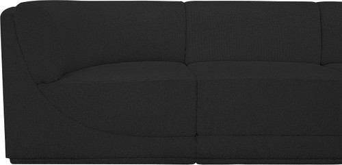 Modular Sectional with Rich Black Boucle Fabric and Curved Corners, 128" W x 98" D x 30" H, Black