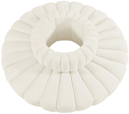 Modular Sofa with Soft Cream Velvet, Deep Channel Tufting, Modular Design, 90 W x 90 D x 30 H, Cream