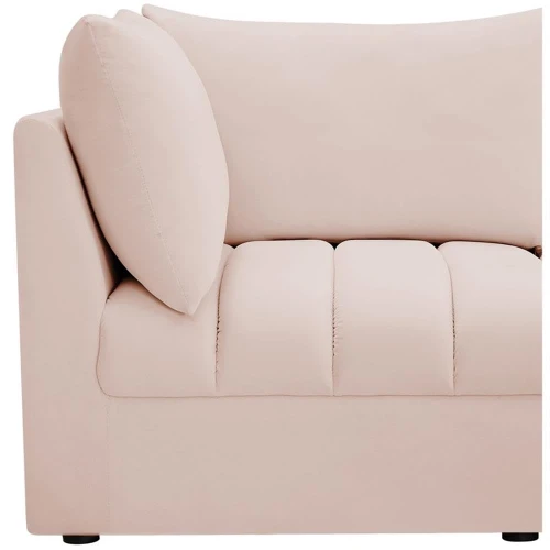 Velvet Upholstered Modular Sectional with Deep Channel Tufting, 103" W x 103" D x 32" H, Pink