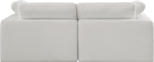 Upholstered Modular Sofa with Cream Linen Textured Fabric Upholstery, Down Feather Cushions, 80" W x 40" D x 34.5" H, Cream