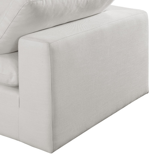 Upholstered Modular Sofa with Cream Linen Textured Fabric Upholstery, Down Feather Cushions, 80" W x 40" D x 34.5" H, Cream