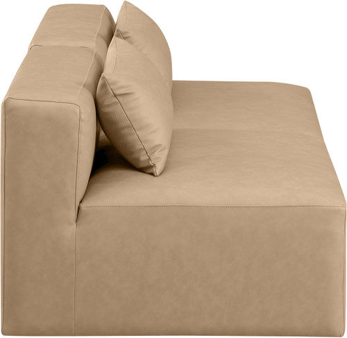 Modular Sofa with Soft Tan Vegan Leather, Modular to Create Infinite Configurations, 72" W x 36" D x 26" H, Tan