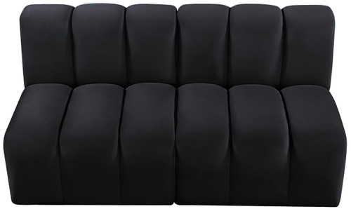 Modular Sofa with Soft Black Velvet, Deep Channel Tufting, Modular Design, 60" W x 31" D x 30" H, Black