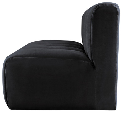 Modular Sofa with Soft Black Velvet, Deep Channel Tufting, Modular Design, 60" W x 31" D x 30" H, Black