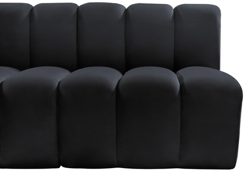 Modular Sofa with Soft Black Velvet, Deep Channel Tufting, Modular Design, 60" W x 31" D x 30" H, Black