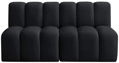 Modular Sofa with Soft Black Velvet, Deep Channel Tufting, Modular Design, 60" W x 31" D x 30" H, Black