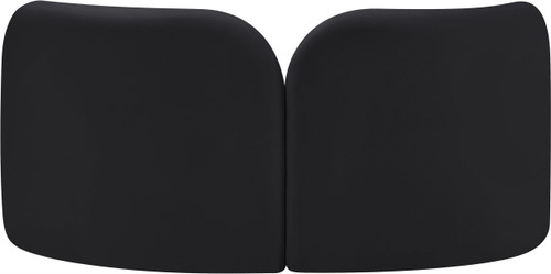 Art Deco Loveseat with Rich Black Velvet Fabric, Solid Wood Ball Legs, Solid Wood Inner Frame, 64" W x 34.5" D x 29" H, Black