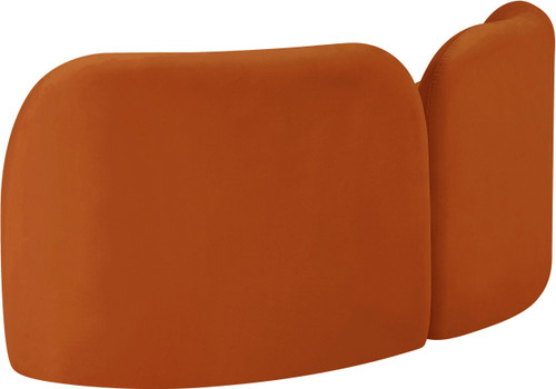 Art Deco Loveseat with Rich Cognac Velvet Fabric, Solid Wood Ball Legs, Solid Wood Inner Frame, 64" W x 34.5" D x 29" H, Cognac