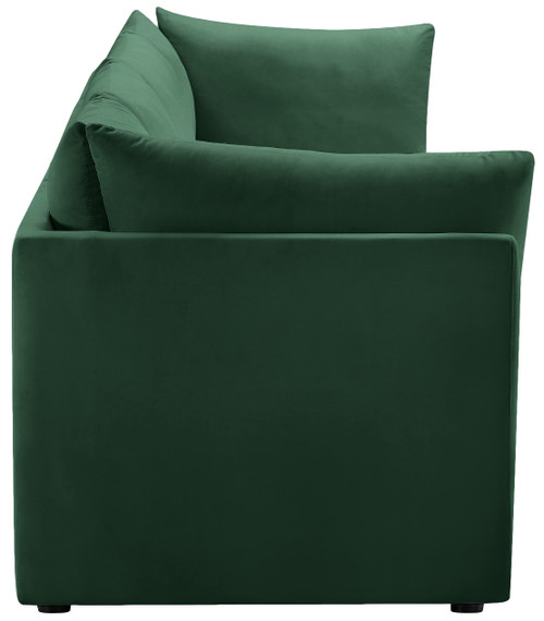 Velvet Upholstered Modular Sofa with Deep Channel Tufting, 140" W x 33.5" D x 32" H, Green