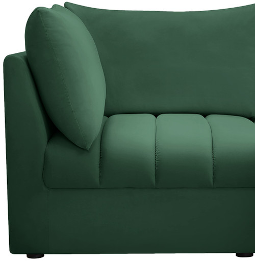 Velvet Upholstered Modular Sofa with Deep Channel Tufting, 140" W x 33.5" D x 32" H, Green